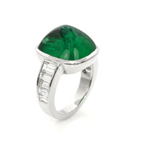 14.47 Ct. Emerald Natural Diamond Pave Ring, Platinum 950 Image
