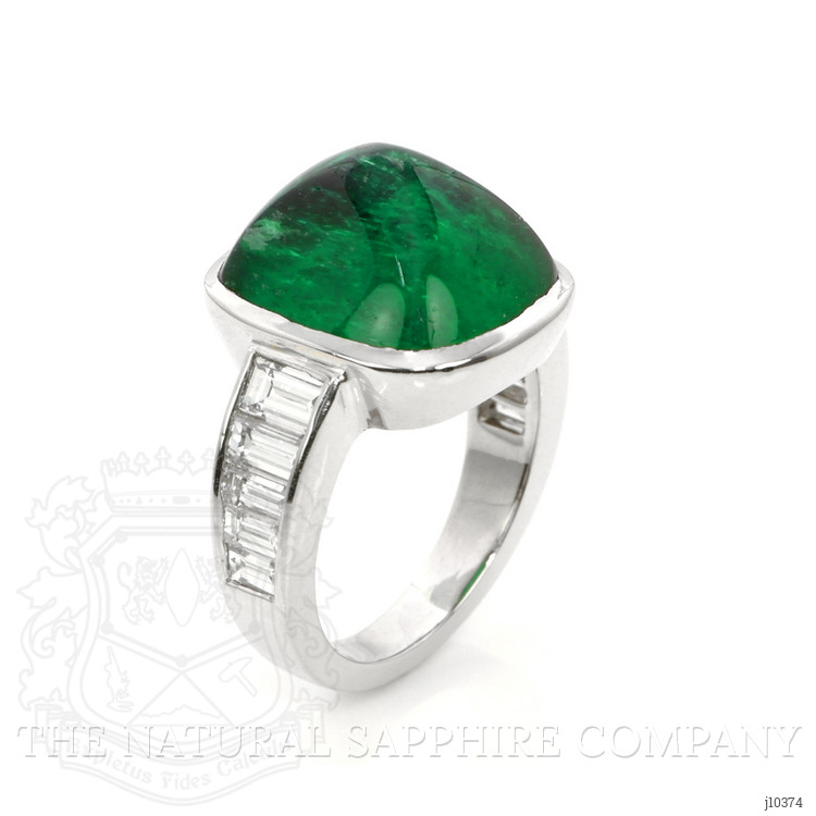 14.47 Ct. Emerald Natural Diamond Pave Ring, Platinum 950