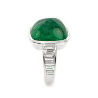 14.47 Ct. Emerald Natural Diamond Pave Ring, Platinum 950 Image