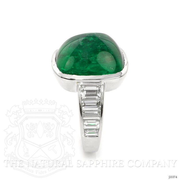 14.47 Ct. Emerald Natural Diamond Pave Ring, Platinum 950