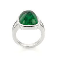 14.47 Ct. Emerald Natural Diamond Pave Ring, Platinum 950 Image