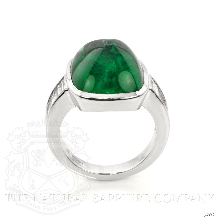 14.47 Ct. Emerald Natural Diamond Pave Ring, Platinum 950