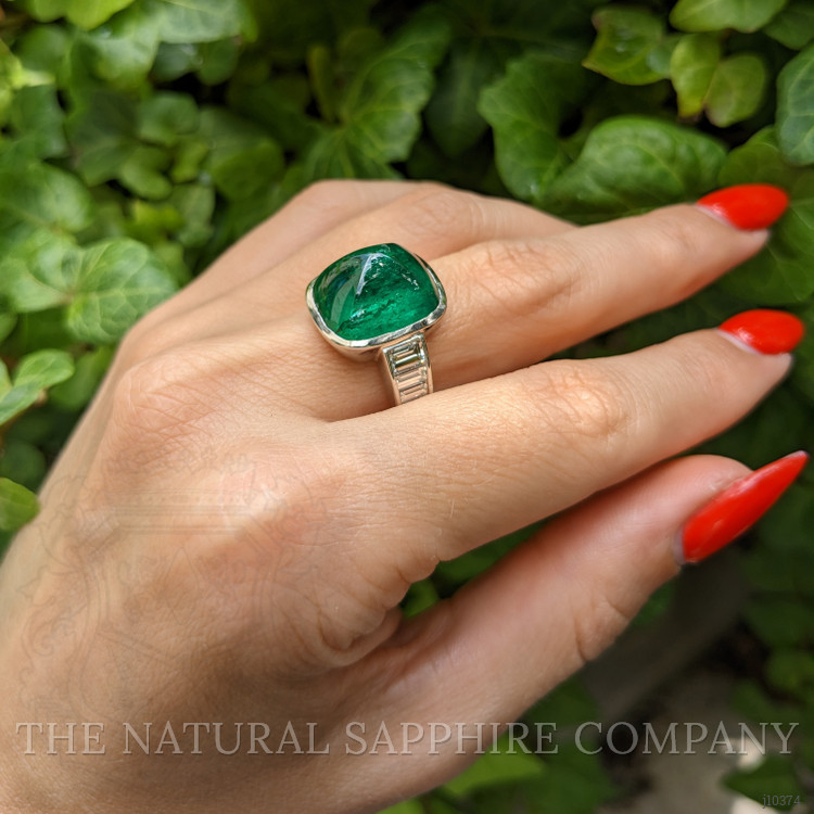 14.47 Ct. Emerald Natural Diamond Pave Ring, Platinum 950