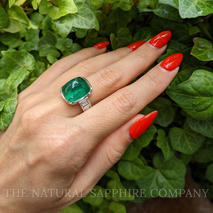 14.47 Ct. Emerald Natural Diamond Pave Ring, Platinum 950