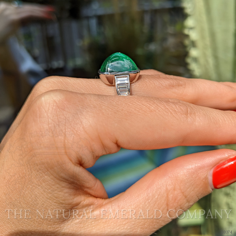 14.47 Ct. Emerald Natural Diamond Pave Ring, Platinum 950
