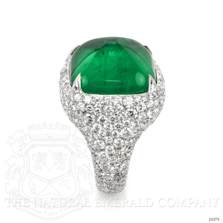 14.05 Ct. Emerald Natural Diamond Pave Ring, 18K White Gold