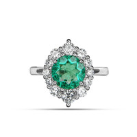 0.97 Ct. Emerald Natural Diamond Halo Ring, Platinum 950 Image