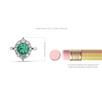 0.97 Ct. Emerald Natural Diamond Halo Ring, Platinum 950 Image