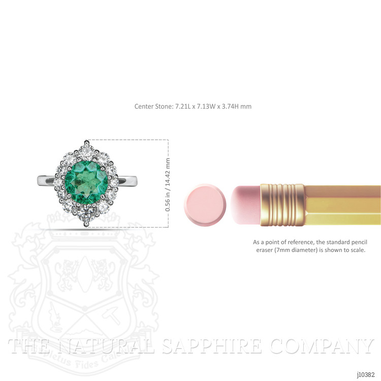 0.97 Ct. Emerald and Natural Diamond Halo Ring, Platinum 950