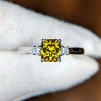 1.11 Ct. Chrysoberyl Natural Diamond Three Stone Ring, Platinum 950 Image