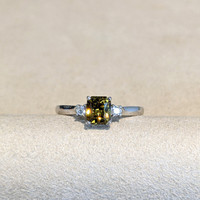 1.11 Ct. Chrysoberyl Natural Diamond Three Stone Ring, Platinum 950 Life Style
