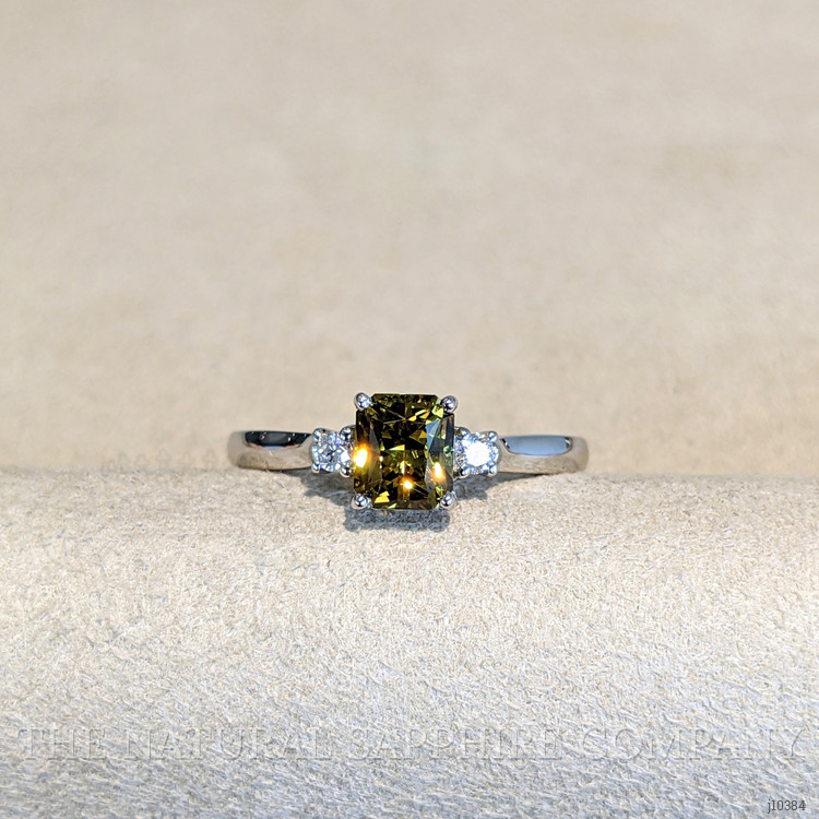 1.11 Ct. Chrysoberyl Natural Diamond Three Stone Ring, Platinum 950