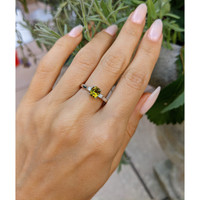 1.11 Ct. Chrysoberyl Natural Diamond Three Stone Ring, Platinum 950 Life Style