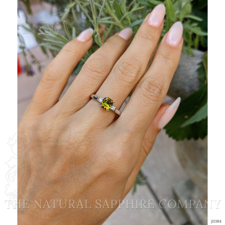 1.11 Ct. Chrysoberyl Natural Diamond Three Stone Ring, Platinum 950