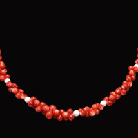 156.95 Ct. Coral Pearl Multi Stone Necklace, 18K Yellow Gold Image