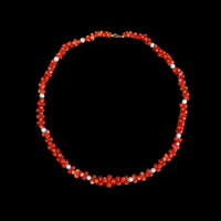 156.95 Ct. Coral Pearl Antique Style Necklace, 18K Yellow Gold Image