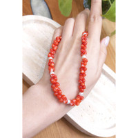 156.95 Ct. Coral Pearl Multi Stone Necklace, 18K Yellow Gold Life Style