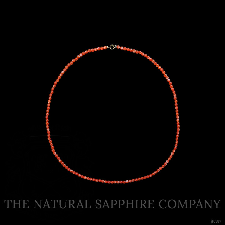 40.70 Ct. Coral Multi Stone Necklace, 18K Yellow Gold