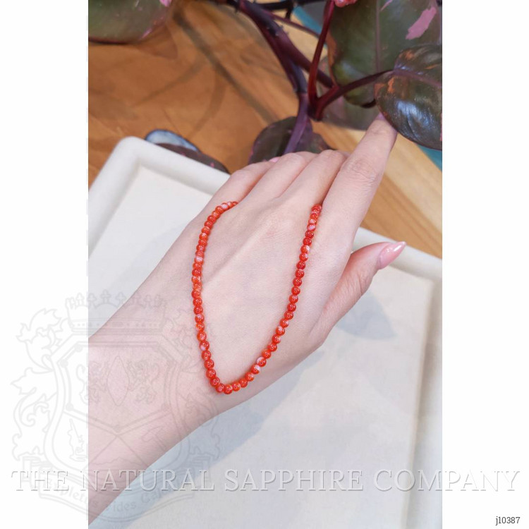 40.70 Ct. Coral Multi Stone Necklace, 18K Yellow Gold