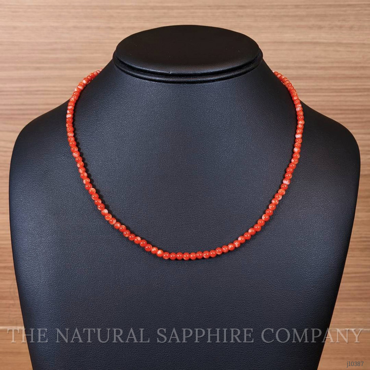 40.70 Ct. Coral Multi Stone Necklace, 18K Yellow Gold