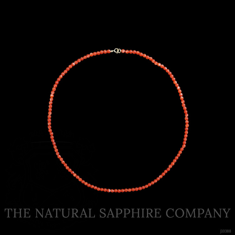 47.38 Ct. Coral Multi Stone Necklace, 18K Yellow Gold