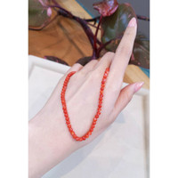 47.38 Ct. Coral Multi Stone Necklace, 18K Yellow Gold Life Style