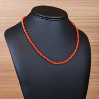 47.38 Ct. Coral Multi Stone Necklace, 18K Yellow Gold Life Style