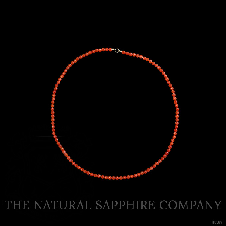 57.05 Ct. Coral Multi Stone Necklace, 18K Yellow Gold