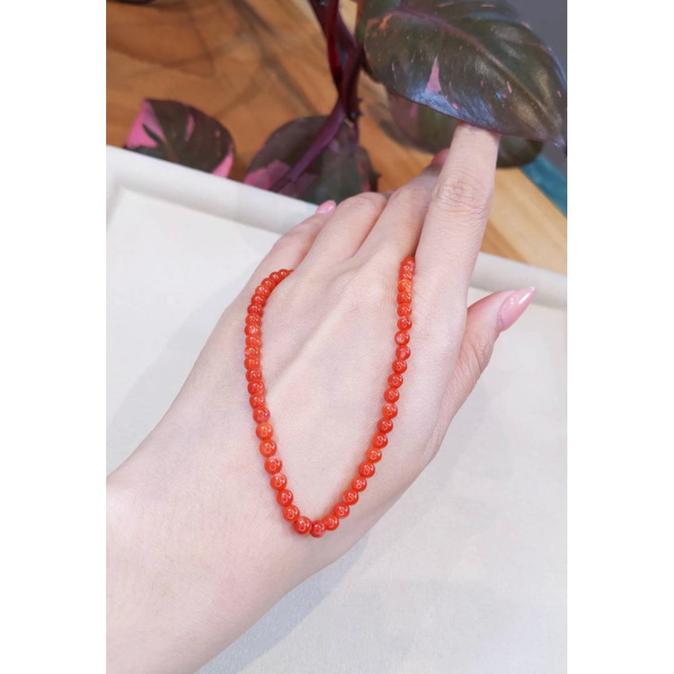 57.05 Ct. Coral Multi Stone Necklace, 18K Yellow Gold