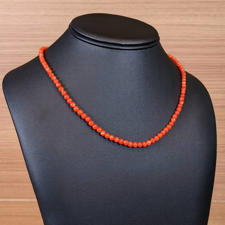 57.05 Ct. Coral Multi Stone Necklace, 18K Yellow Gold