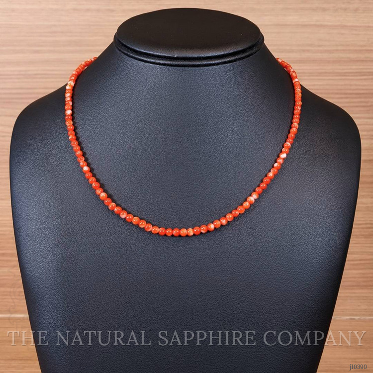 41.58 Ct. Coral Multi Stone Necklace, 18K White Gold