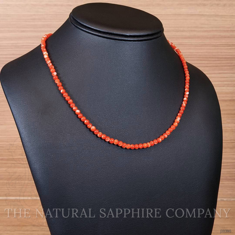 41.58 Ct. Coral Multi Stone Necklace, 18K White Gold
