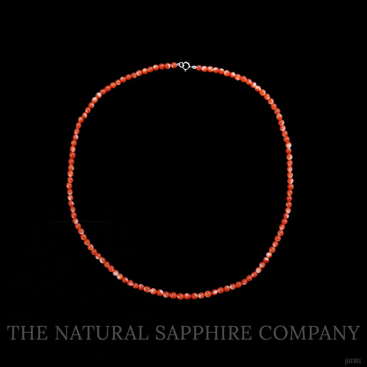 52.50 Ct. Coral Multi Stone Necklace, 18K White Gold