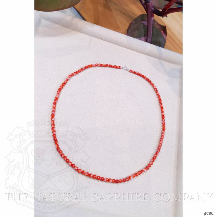 52.50 Ct. Coral Multi Stone Necklace, 18K White Gold
