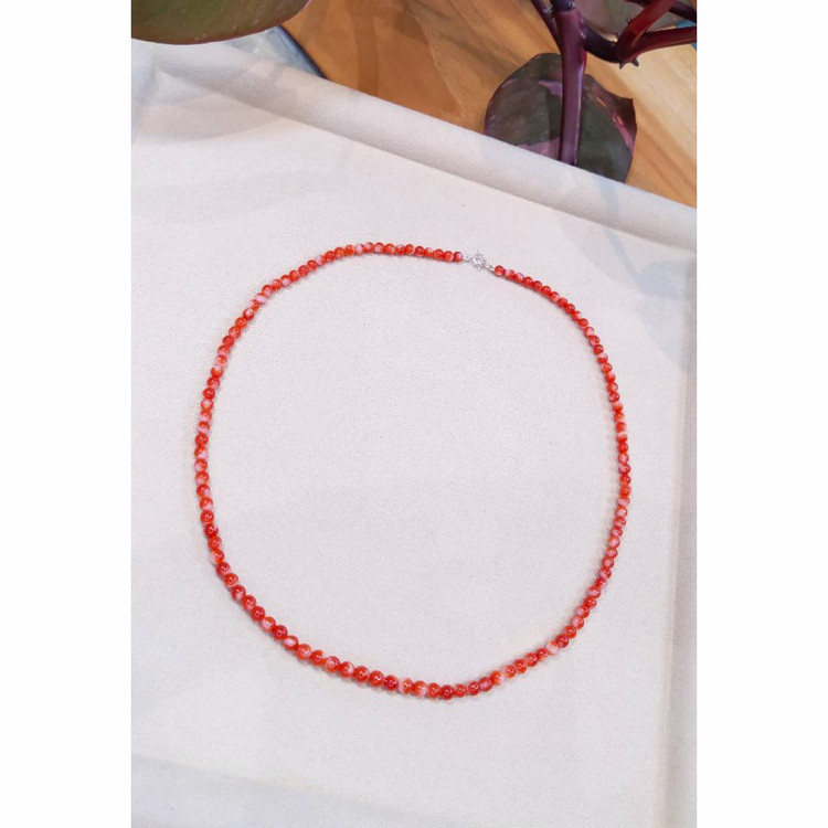 52.50 Ct. Coral Multi Stone Necklace, 18K White Gold