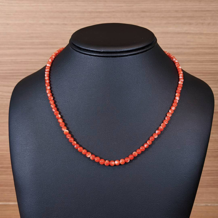 52.50 Ct. Coral Multi Stone Necklace, 18K White Gold