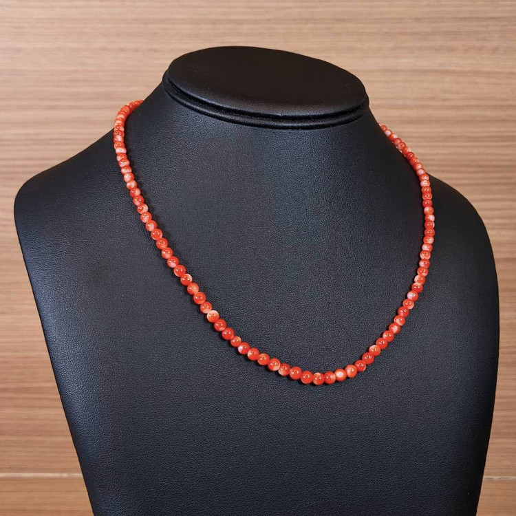 52.50 Ct. Coral Multi Stone Necklace, 18K White Gold