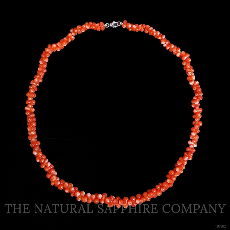 97.00 Ct. Coral Multi Stone Necklace, 18K Yellow Gold