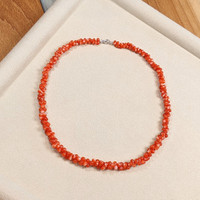 97.00 Ct. Coral Multi Stone Necklace, 18K Yellow Gold Life Style