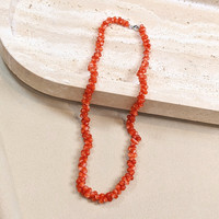 97.00 Ct. Coral Multi Stone Necklace, 18K Yellow Gold Life Style