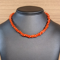 97.00 Ct. Coral Multi Stone Necklace, 18K Yellow Gold Life Style