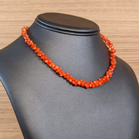 97.00 Ct. Coral Multi Stone Necklace, 18K Yellow Gold Life Style