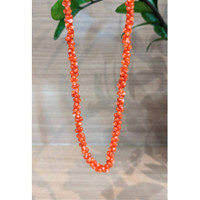 97.00 Ct. Coral Multi Stone Necklace, 18K Yellow Gold Life Style