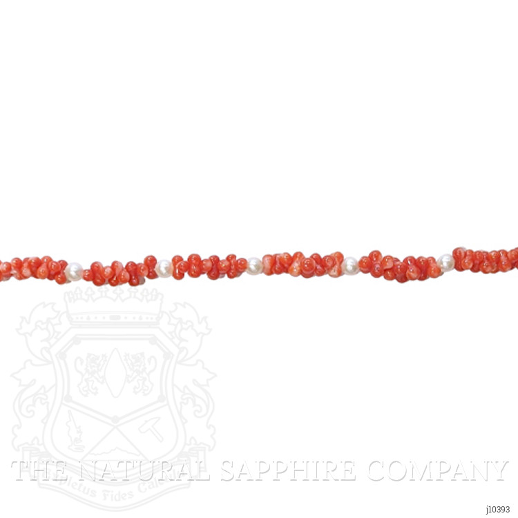 29.45 Ct.Tw. Coral Pearl Tennis/Riviere Bracelet, 18K Yellow Gold