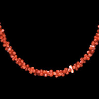 91.51 Ct. Coral Antique Style Necklace, 18K Yellow Gold Image