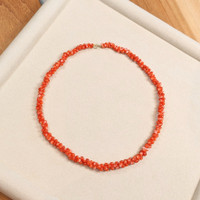 91.51 Ct. Coral Antique Style Necklace, 18K Yellow Gold Life Style