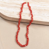 91.51 Ct. Coral Antique Style Necklace, 18K Yellow Gold Life Style