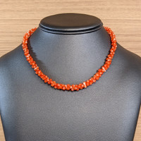 91.51 Ct. Coral Antique Style Necklace, 18K Yellow Gold Life Style