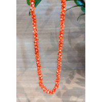 91.51 Ct. Coral Antique Style Necklace, 18K Yellow Gold Life Style