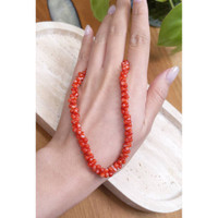 91.51 Ct. Coral Antique Style Necklace, 18K Yellow Gold Life Style